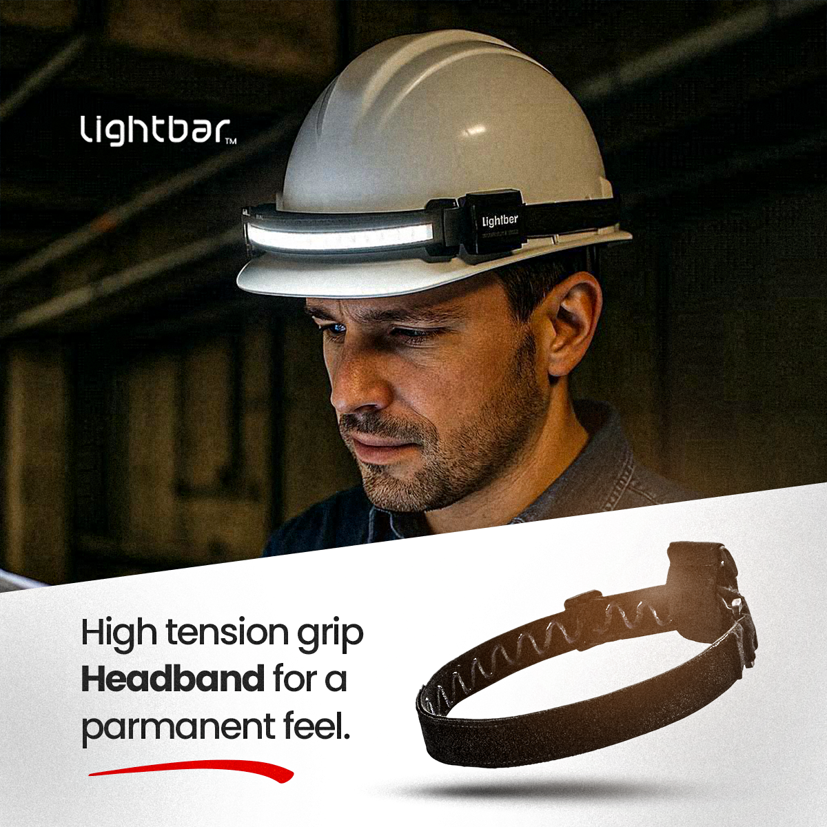 Lightbar Hardhat Headband — Headlamp Mount for Hard Hats